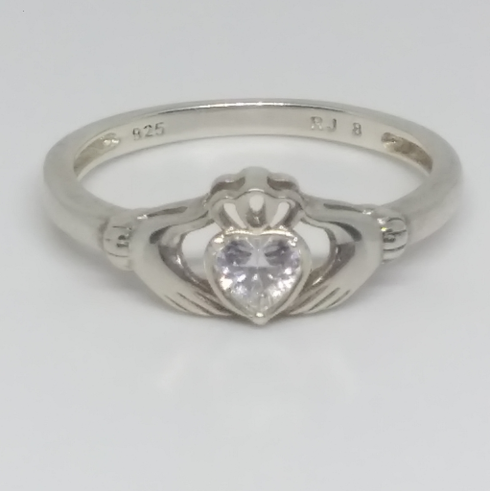 925 RJ Sterling & CZ Claddagh Ring